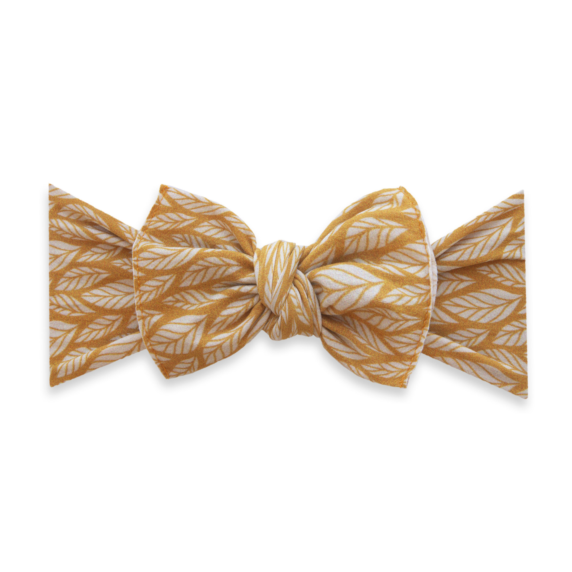 Baby Bling Bows Printed Knot Headband in Mustard Leaf